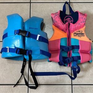 2 Small Kids Life Jackets TRC Super Soft Blue Youth Hyperlite Swim Child Vest
